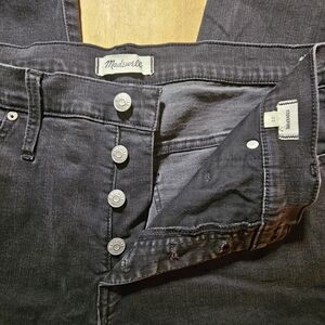 Stovepipe Stretch Jeans with Button Fly in Dark Gray Stonewash By Madewell